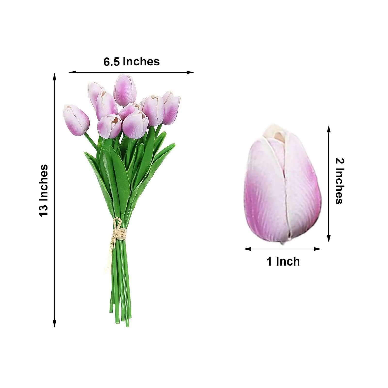 10 Stems 13" Lavender Lilac Real Touch Artificial Foam Tulip Flowers