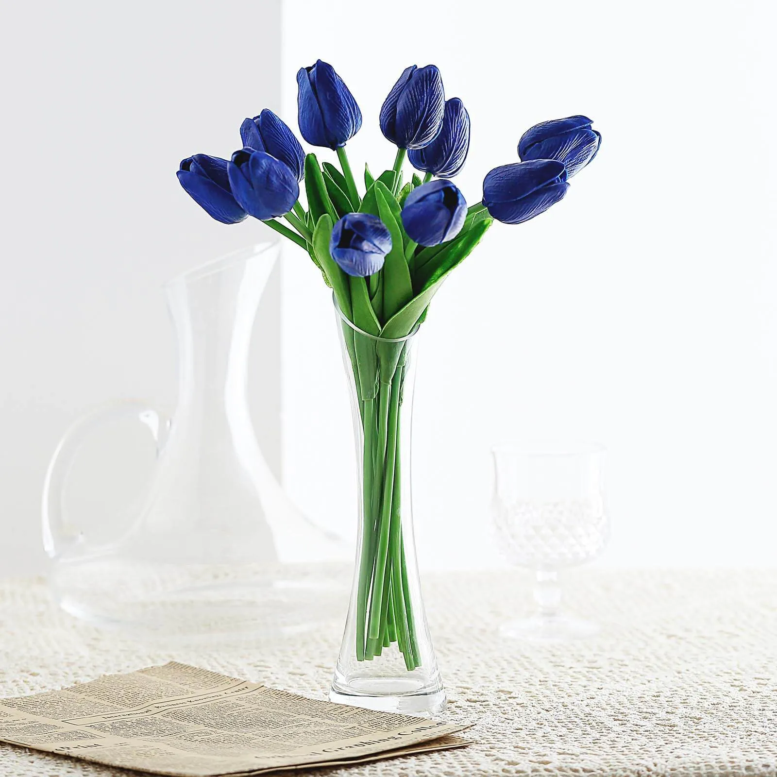 10 Stems 13" Royal Blue Real Touch Artificial Foam Tulip Flowers