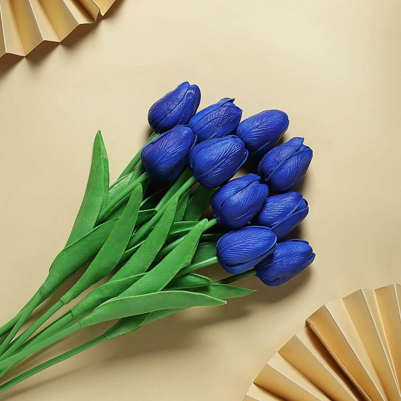 10 Stems 13" Royal Blue Real Touch Artificial Foam Tulip Flowers