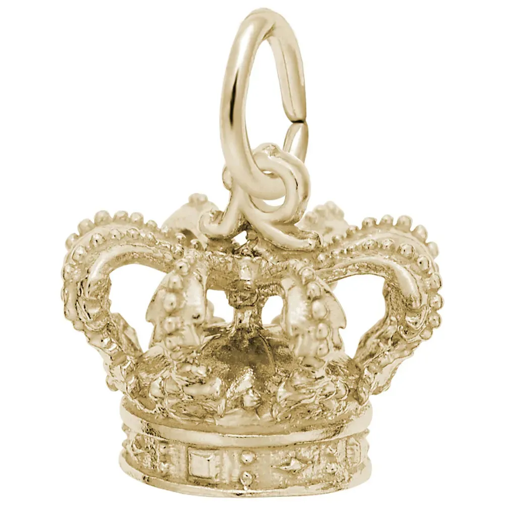 14k Yellow Gold Royal Crown Charm