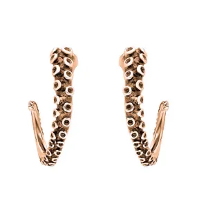 18ct Rose Gold Tentacle Hoop Earrings