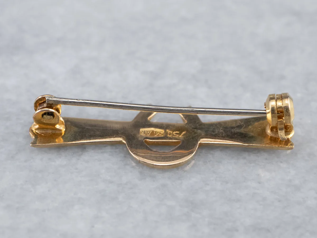 18K Gold Horseshoe Bar Pin