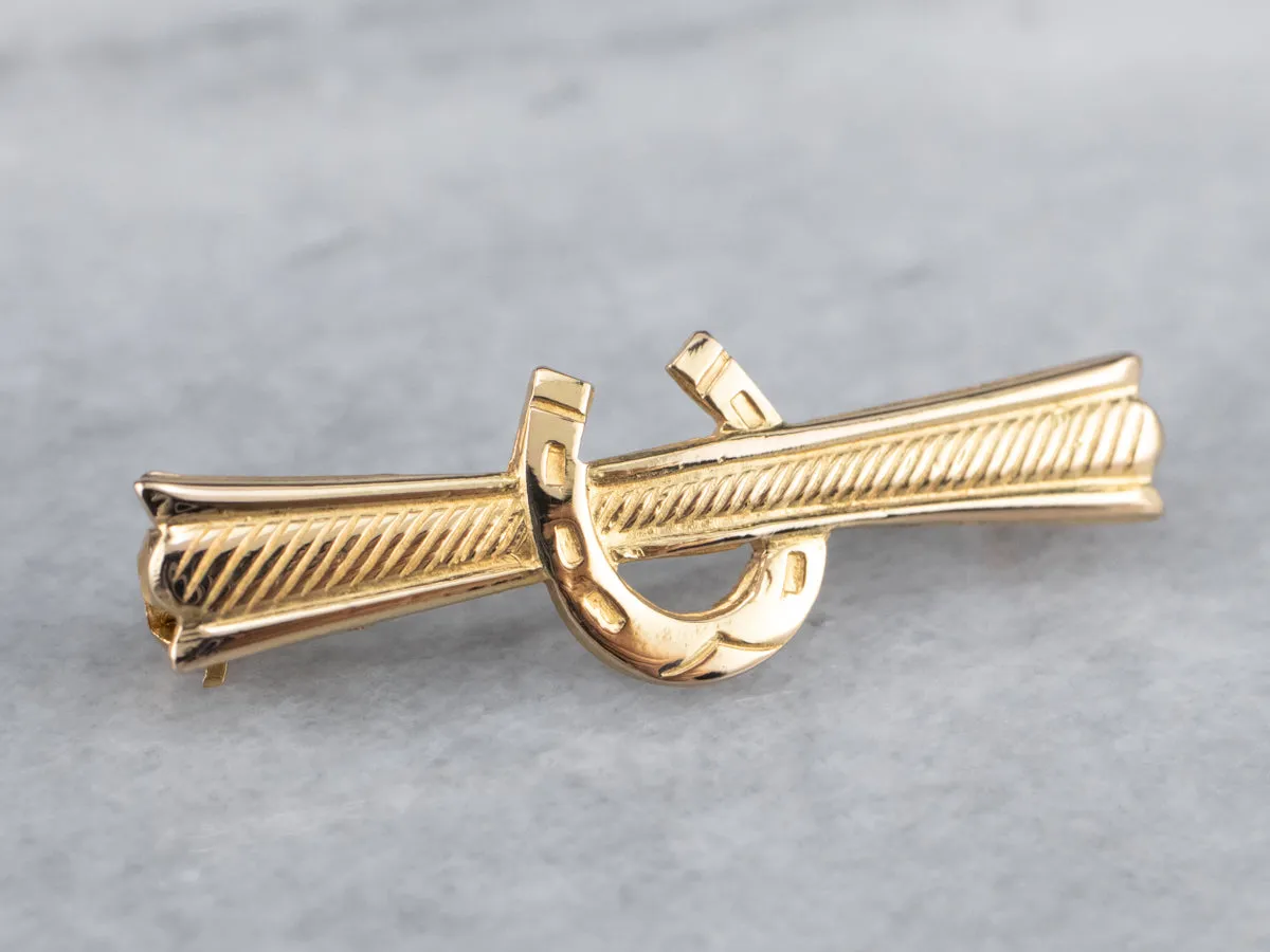 18K Gold Horseshoe Bar Pin