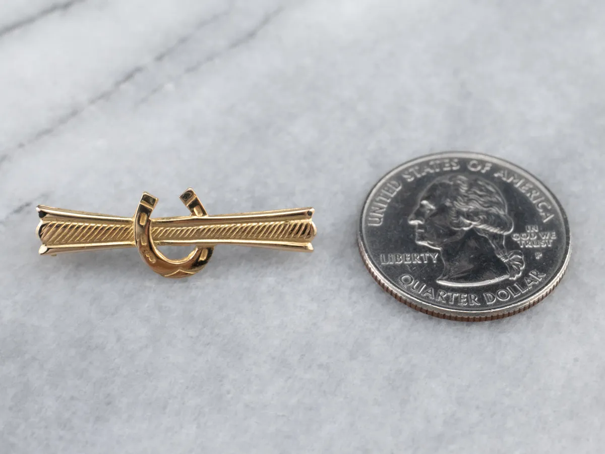 18K Gold Horseshoe Bar Pin