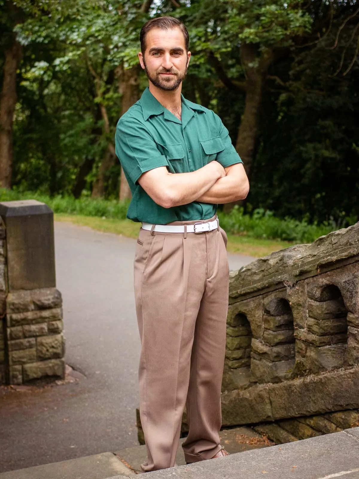 1950s Vintage Chuck Pleated Peg Trousers in Brown