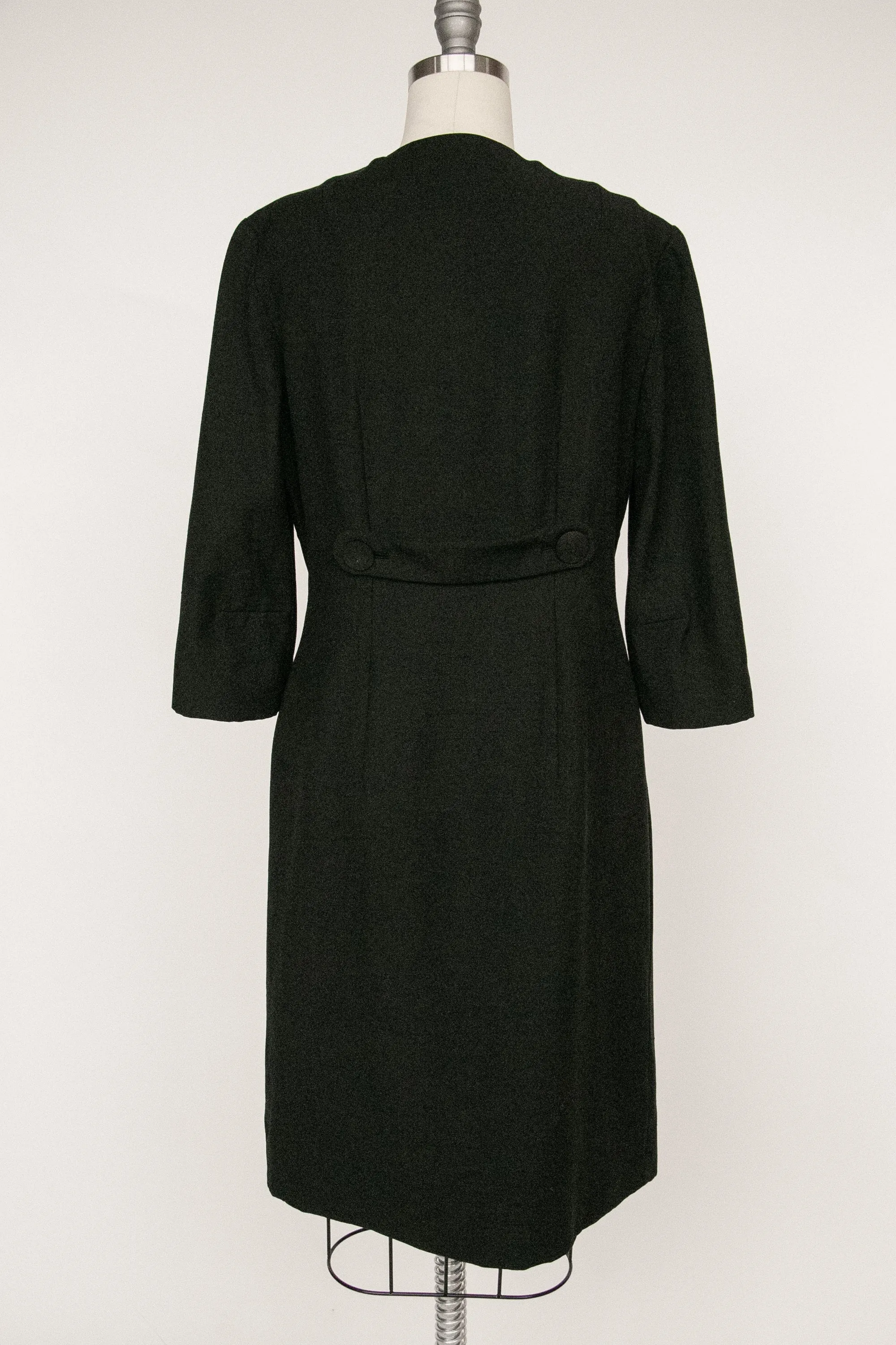 1960s Dress Black Fitted Shirtfront M