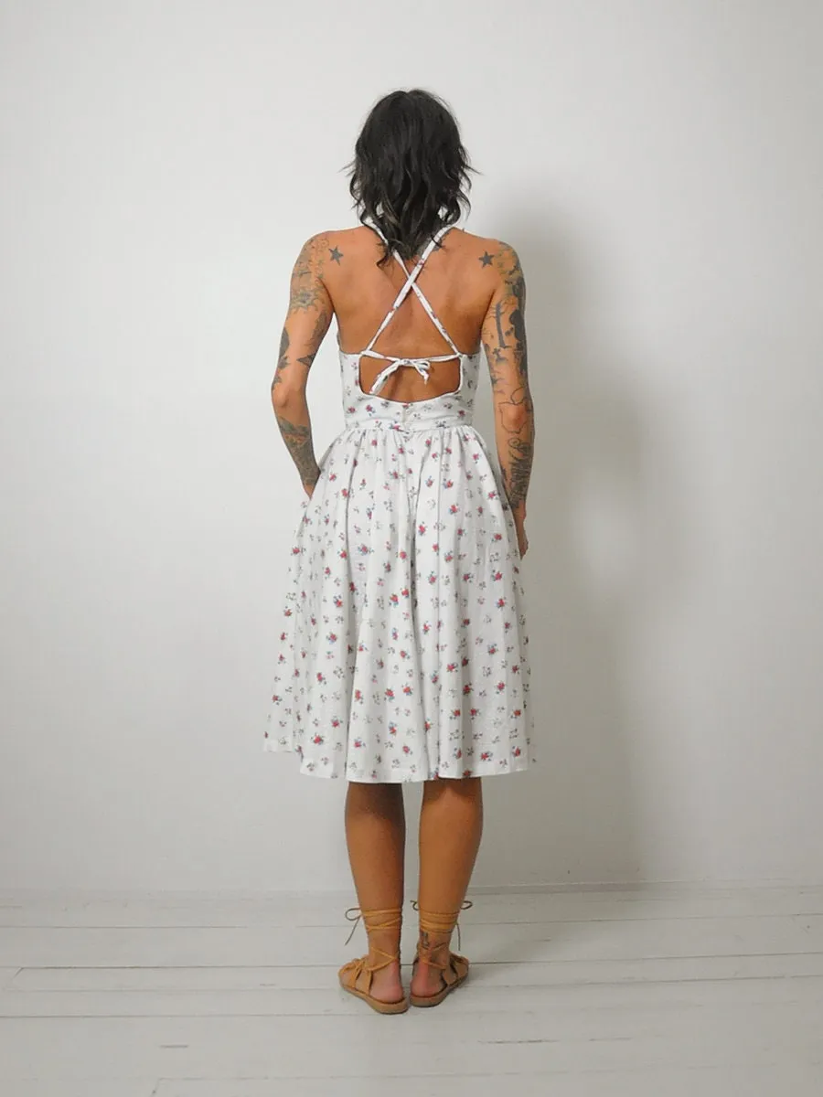 1970's Lanz Floral Open Back Sundress