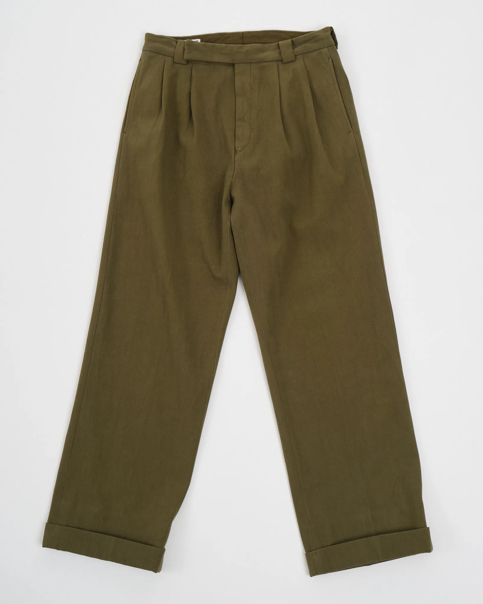 2Pleats Wide Trousers Olive