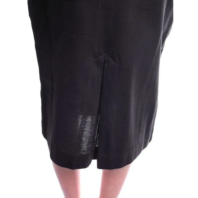 Adorable Vintage Pencil Skirt Black Cotton NOS 1950S 24" Waist S Andrea