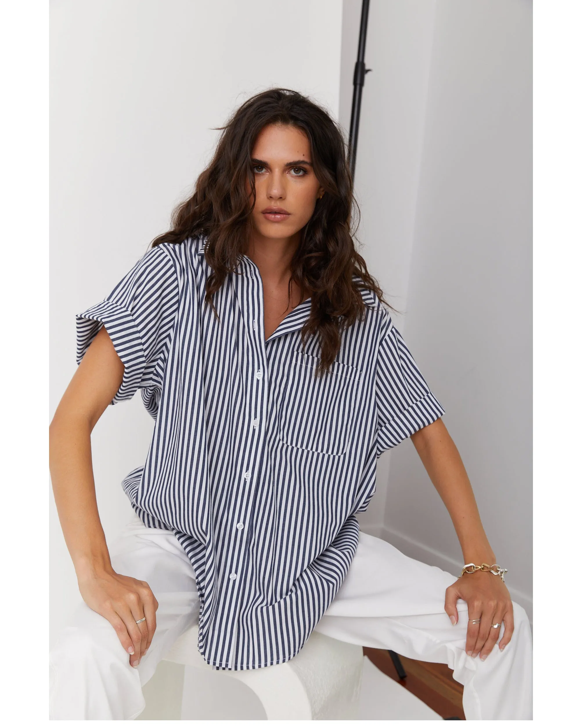 Alexandra Rogue Shirt - Navy Stripe