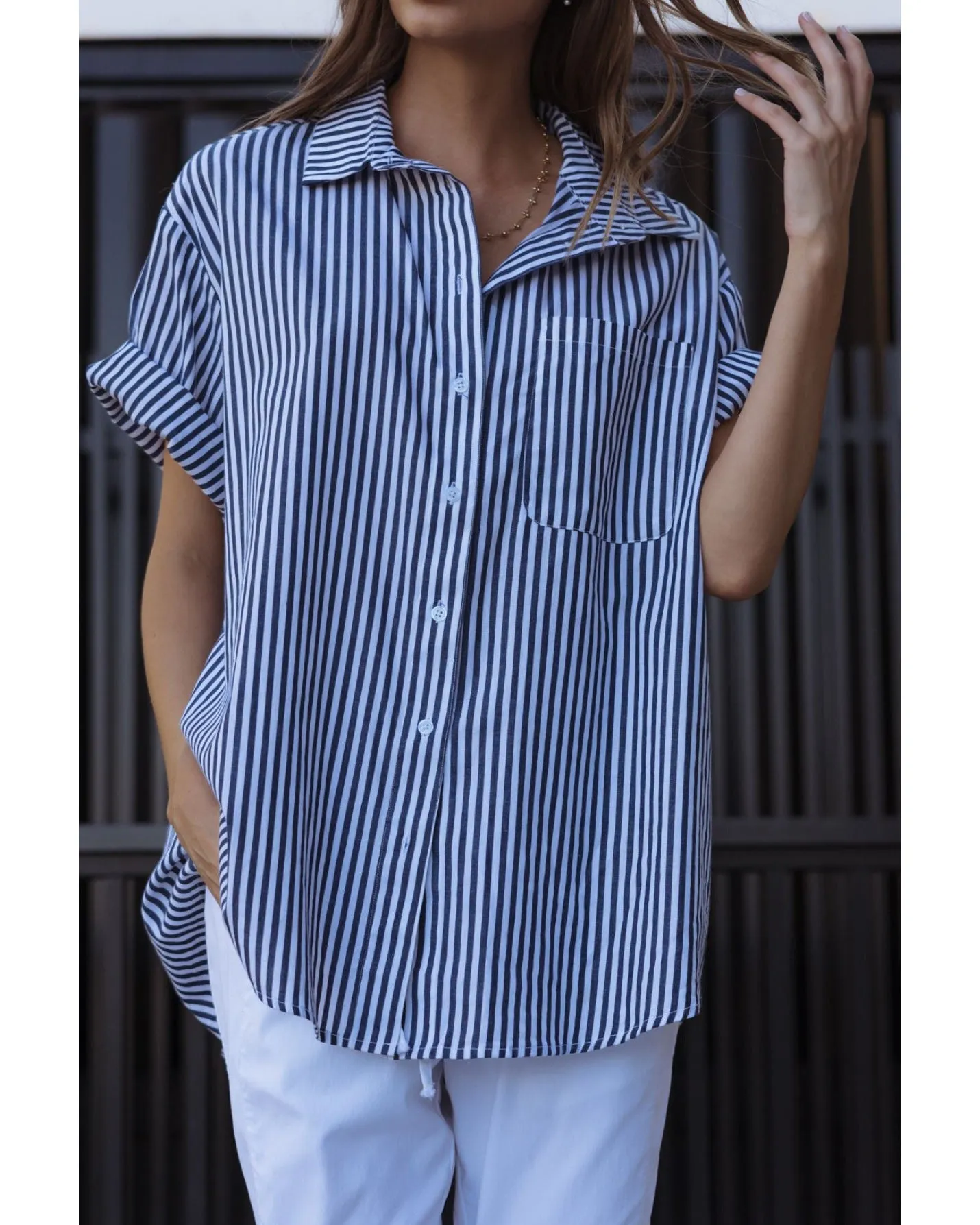 Alexandra Rogue Shirt - Navy Stripe