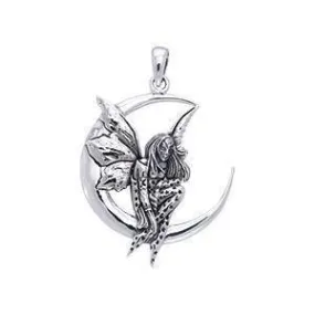 Amy Brown Moon Dream Fairy Sterling Silver Jewelry Pendant TPD872