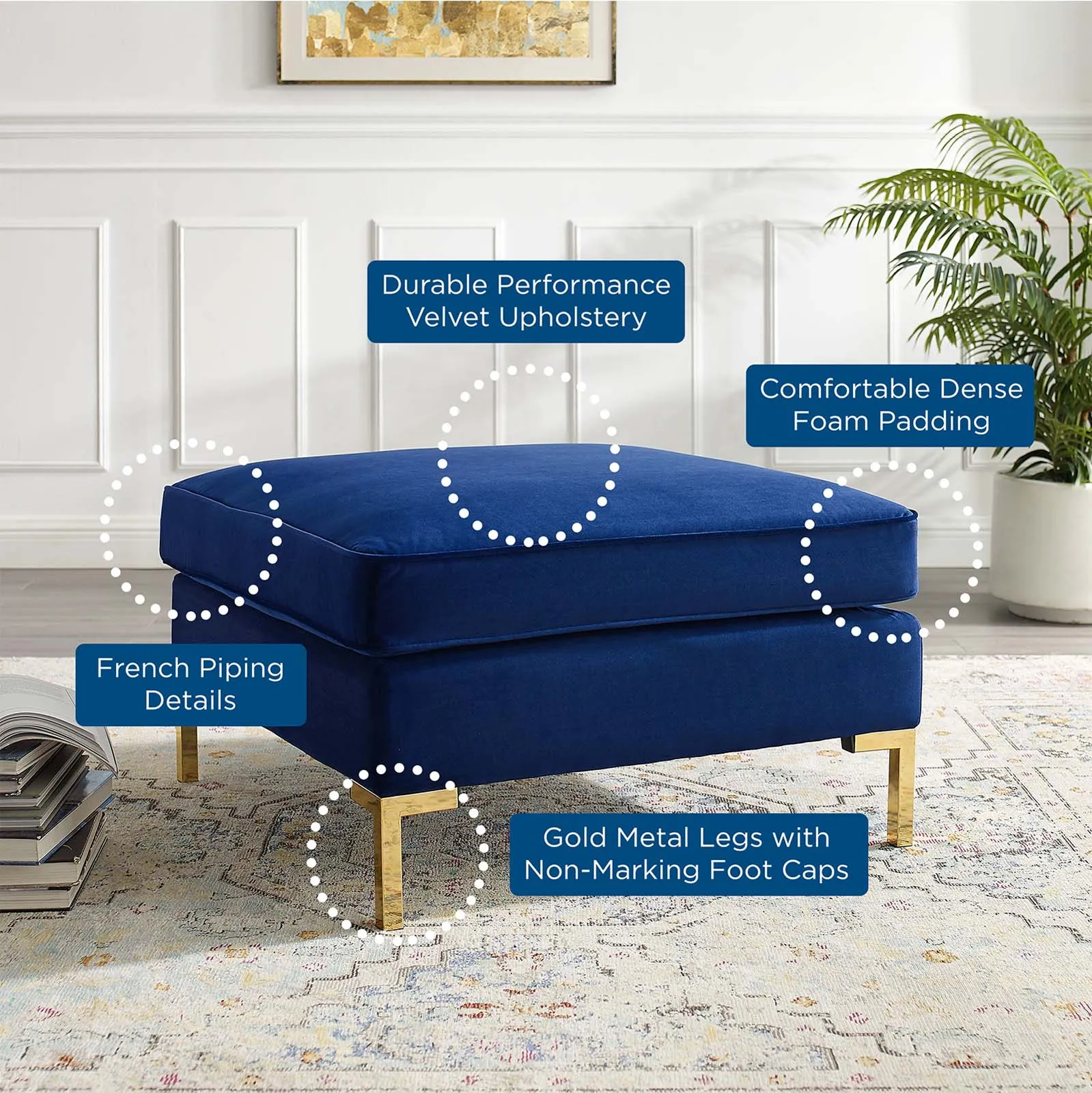 Ardent Performance Velvet Ottoman by Modway