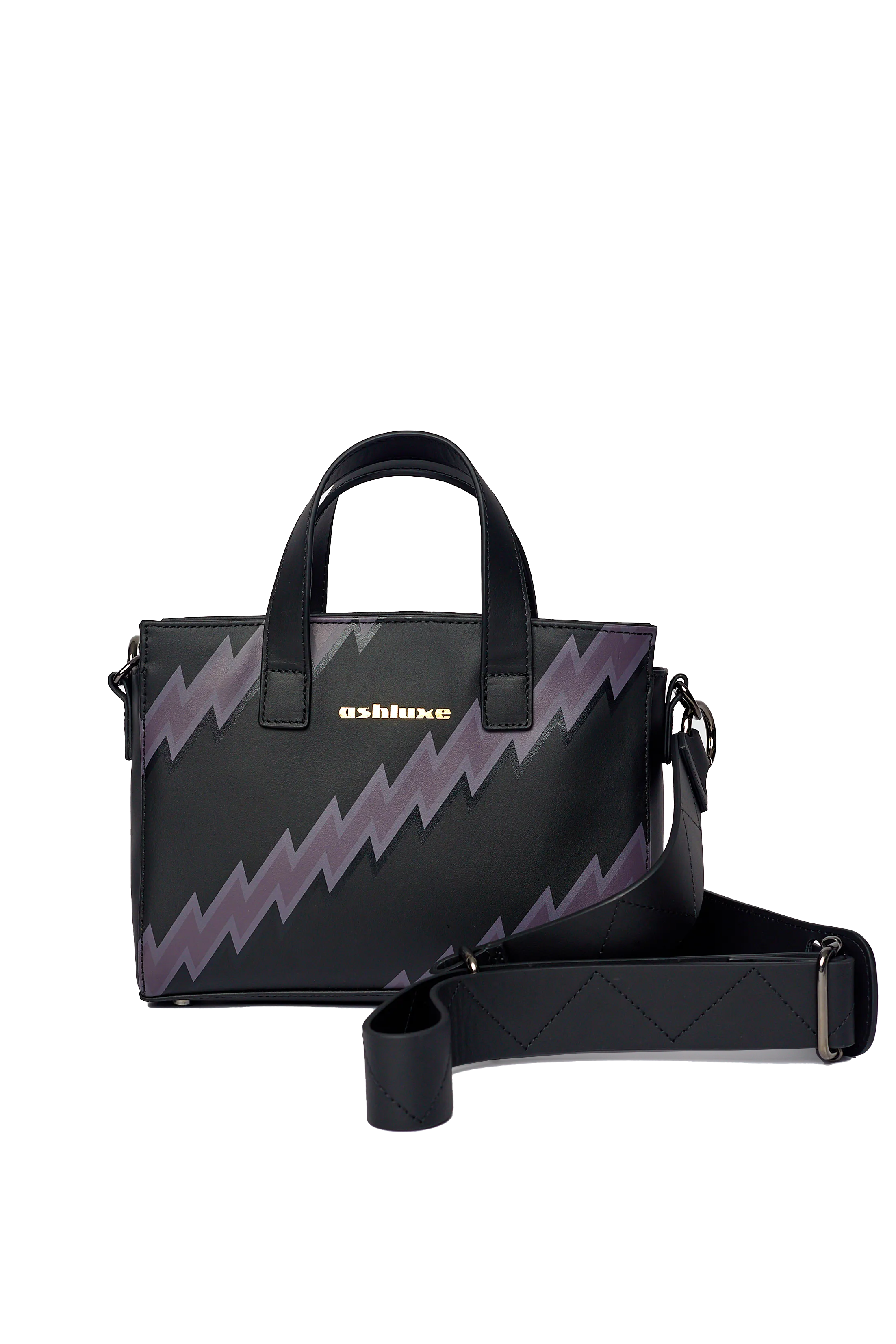 Ashluxe ZigZag Leather Mini Bag - Black/Purple