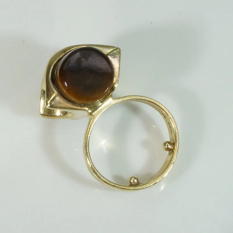 Astonishing Tigers Eye Sculptural Mid Mod Ring