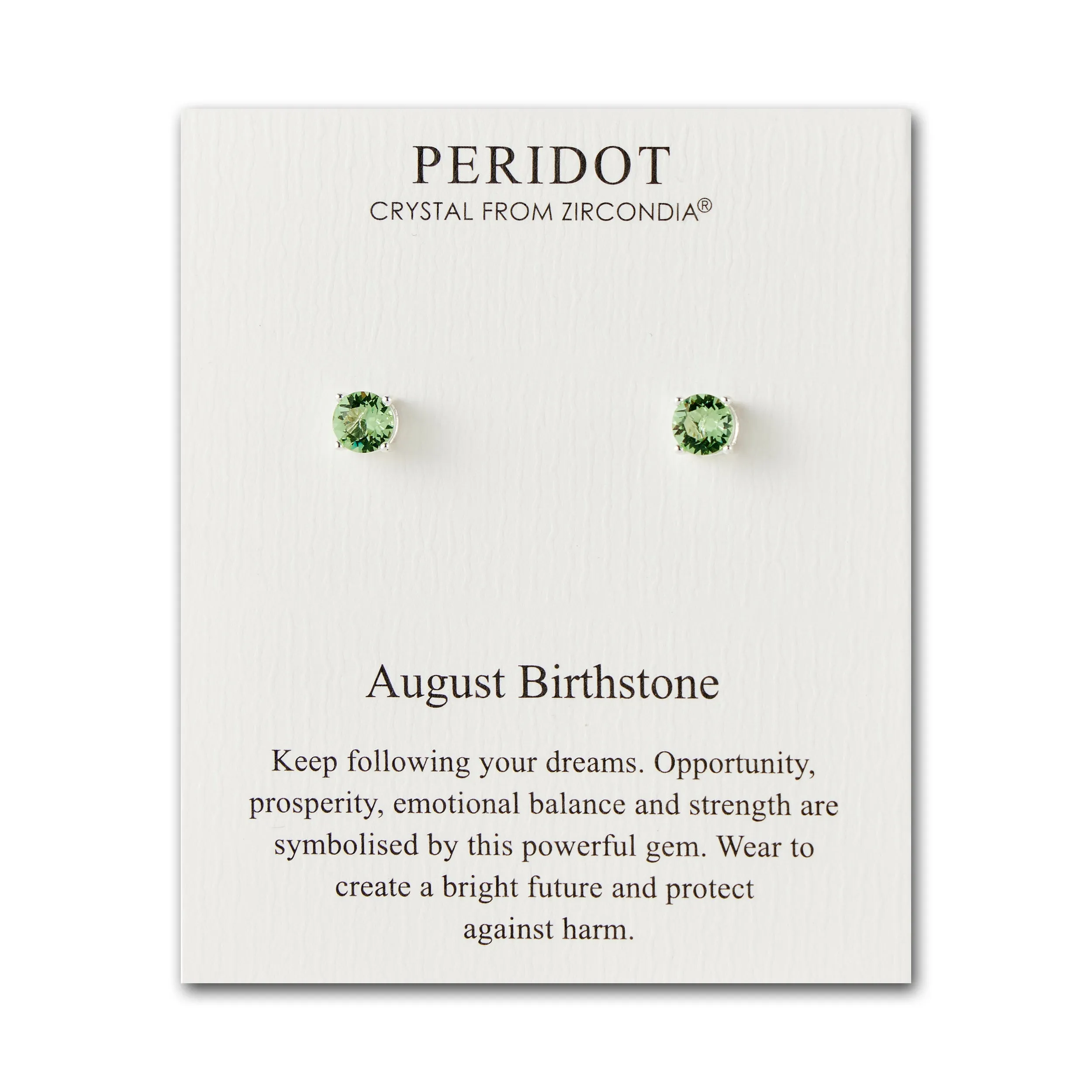 August (Peridot) Birthstone Earrings Created with Zircondia® Crystals