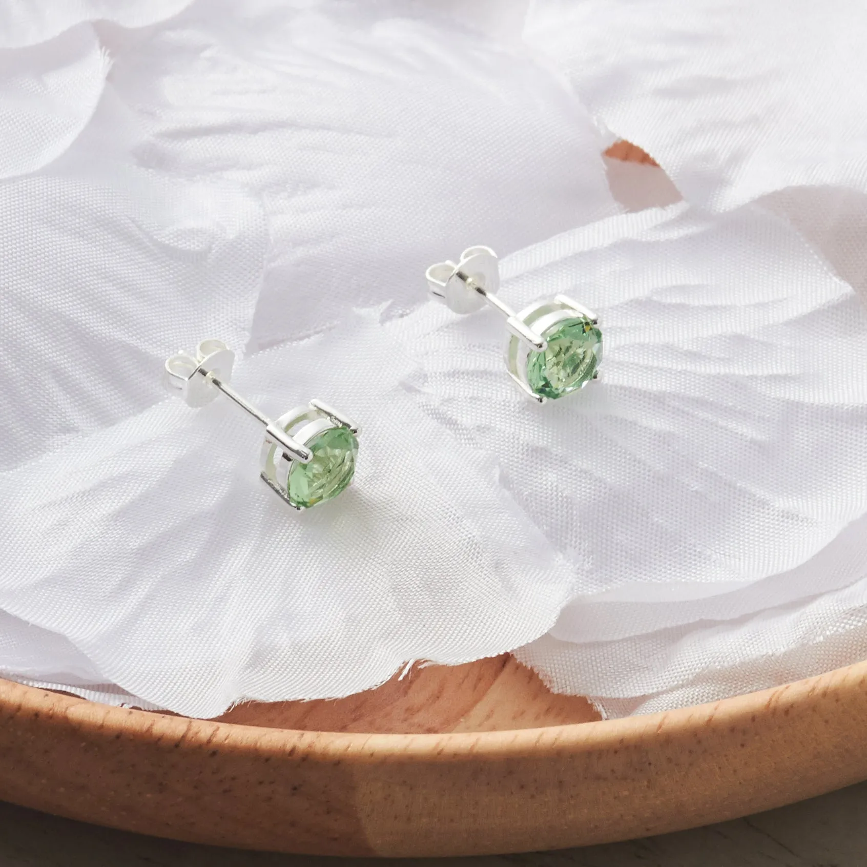 August (Peridot) Birthstone Earrings Created with Zircondia® Crystals