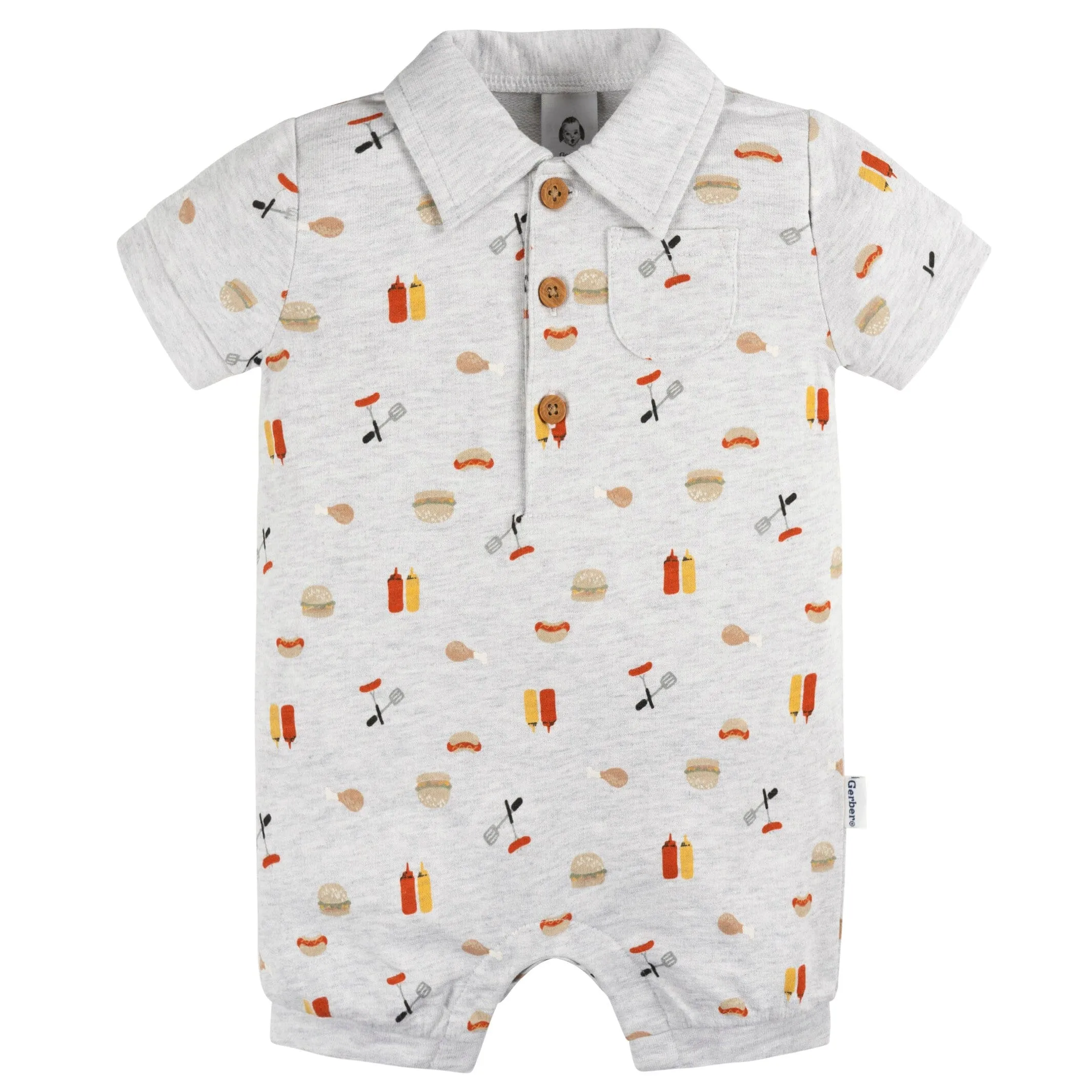 Baby Boys Barbeque Collared Romper