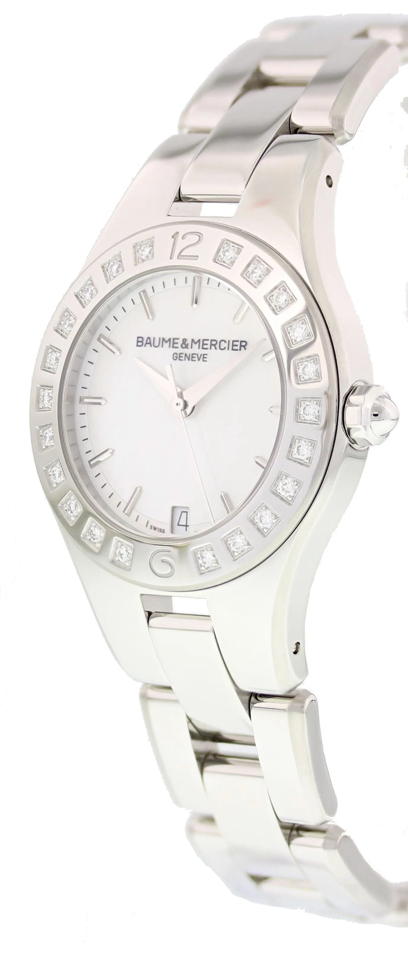 Baume & Mercier Linea MOP Dial Diamond Bezel Ladies Watch MOA10072