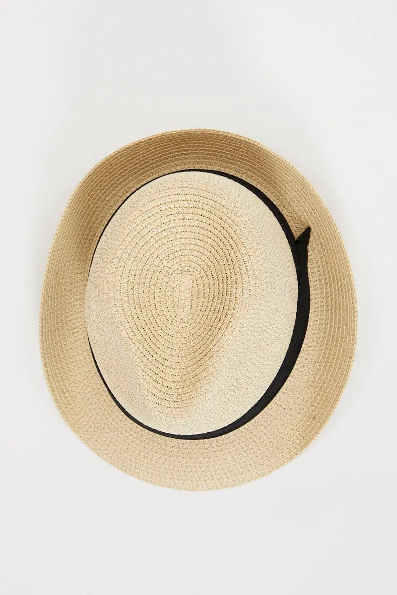 Beige Plus Straw Trilby Hat