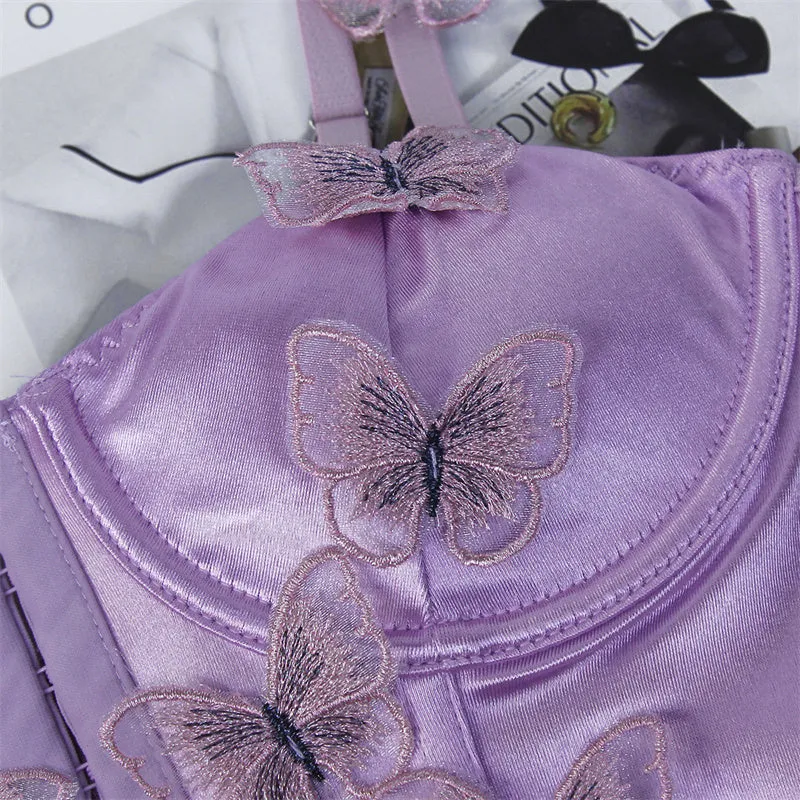 BerriesJam - 2024 Stain Butterfly Appliques Y2K Corset Top