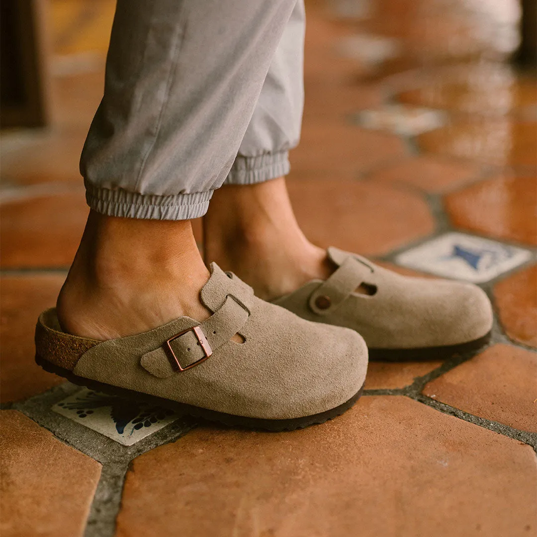 Birkenstock Boston Soft Footbed Suede Leather-Taupe