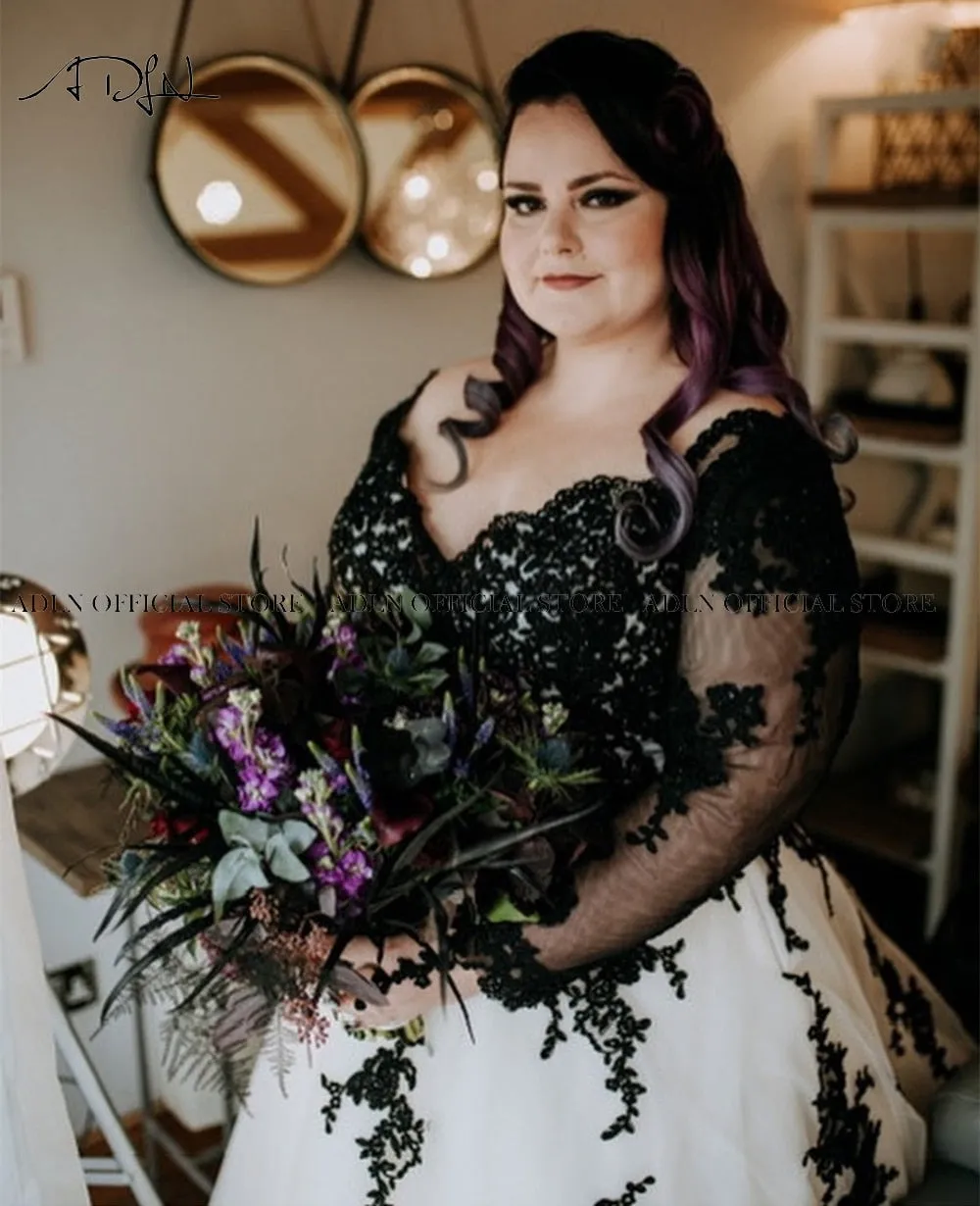 Black And White Wedding Dress Plus Size