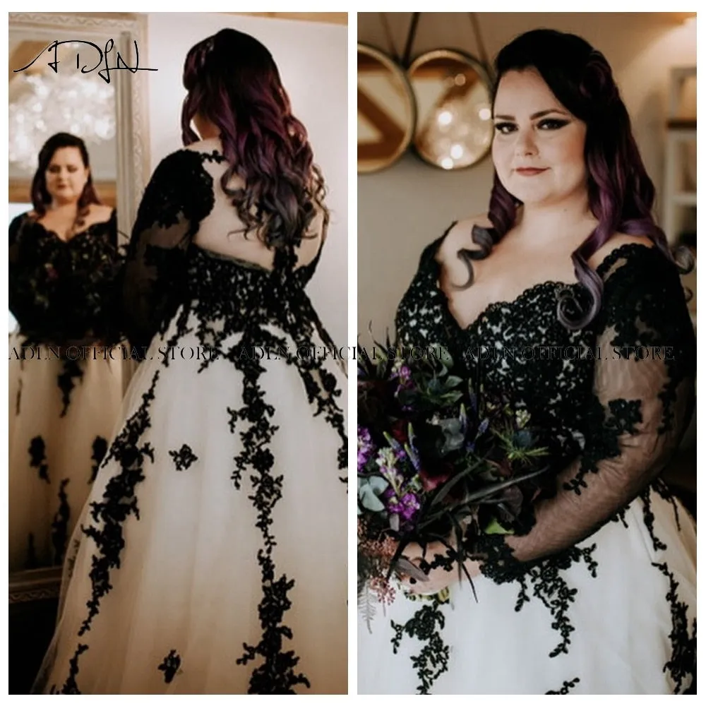 Black And White Wedding Dress Plus Size