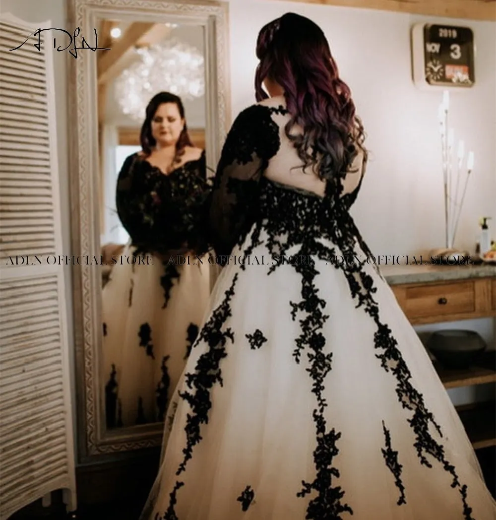 Black And White Wedding Dress Plus Size