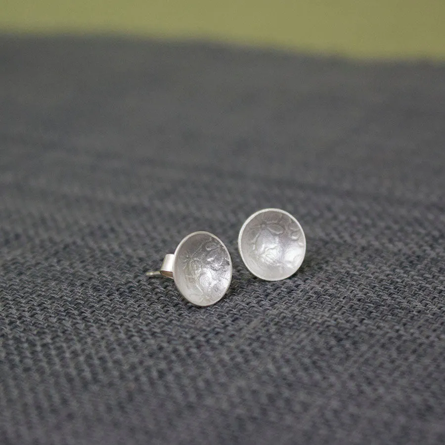 Blossom Cup Silver Stud Earrings