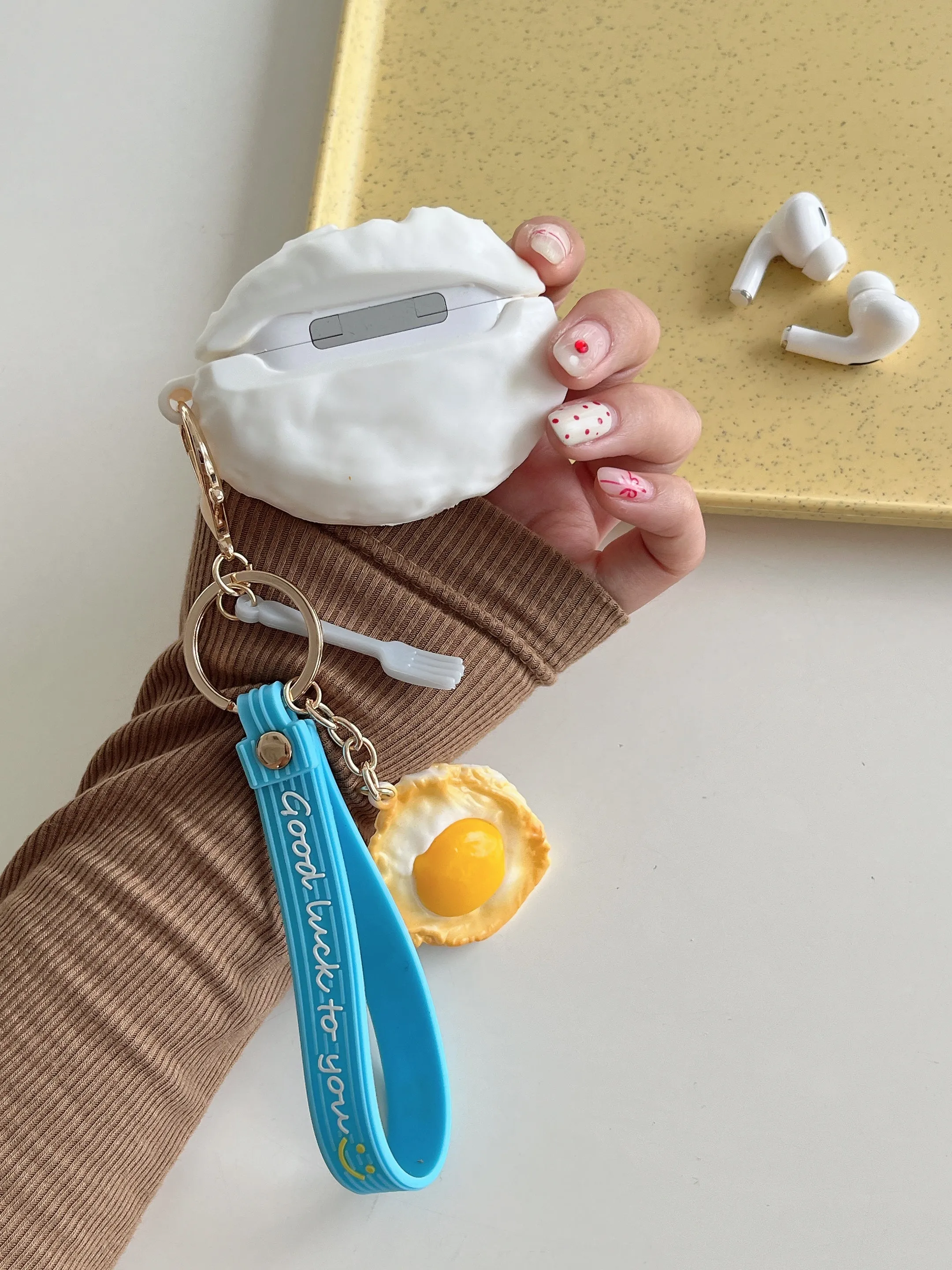 Bread Omlette Designer 3D Silicon Airpod Case