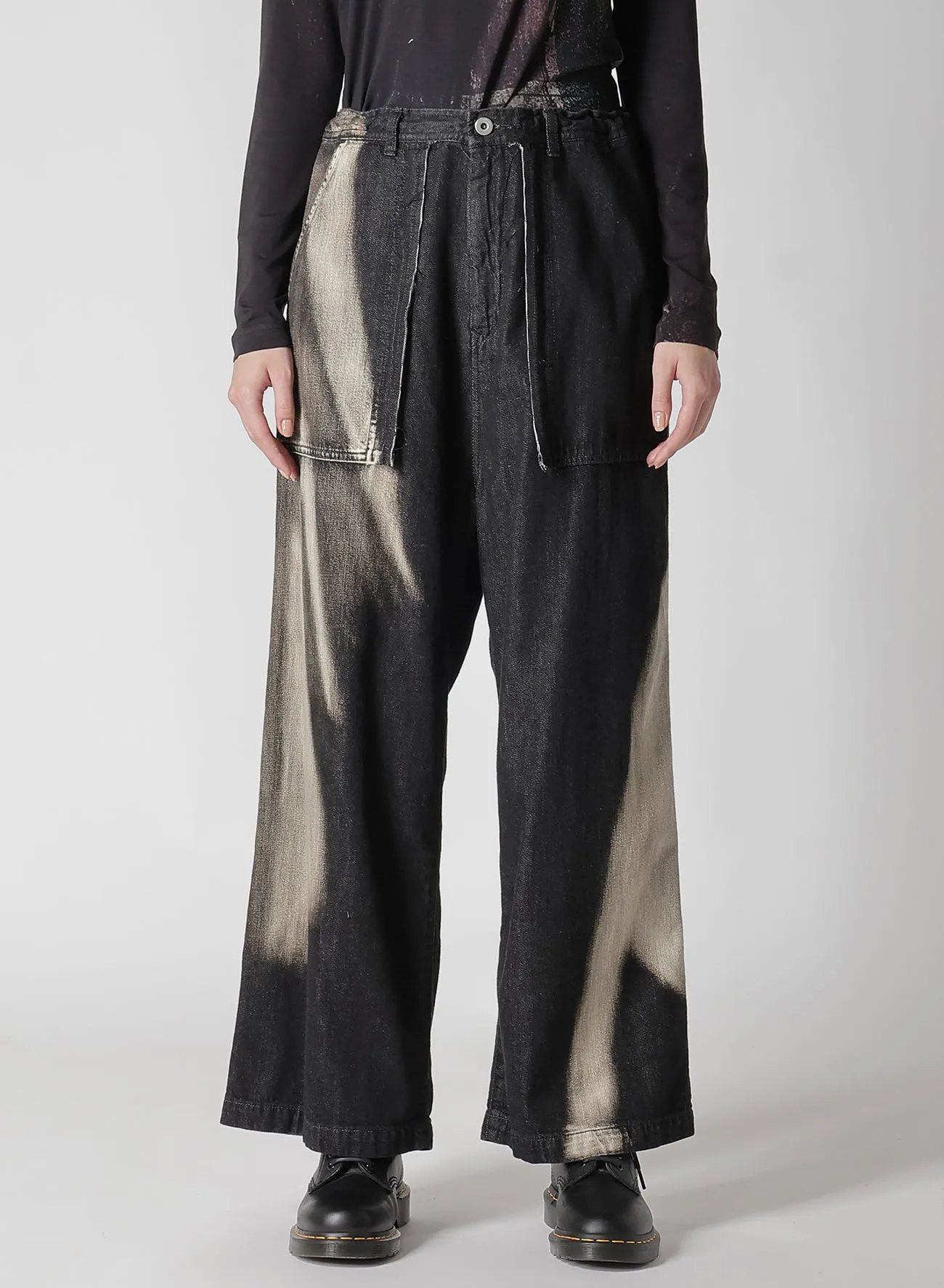 C/ SPOTTED DENIM LONG STRAIGHT PANTS