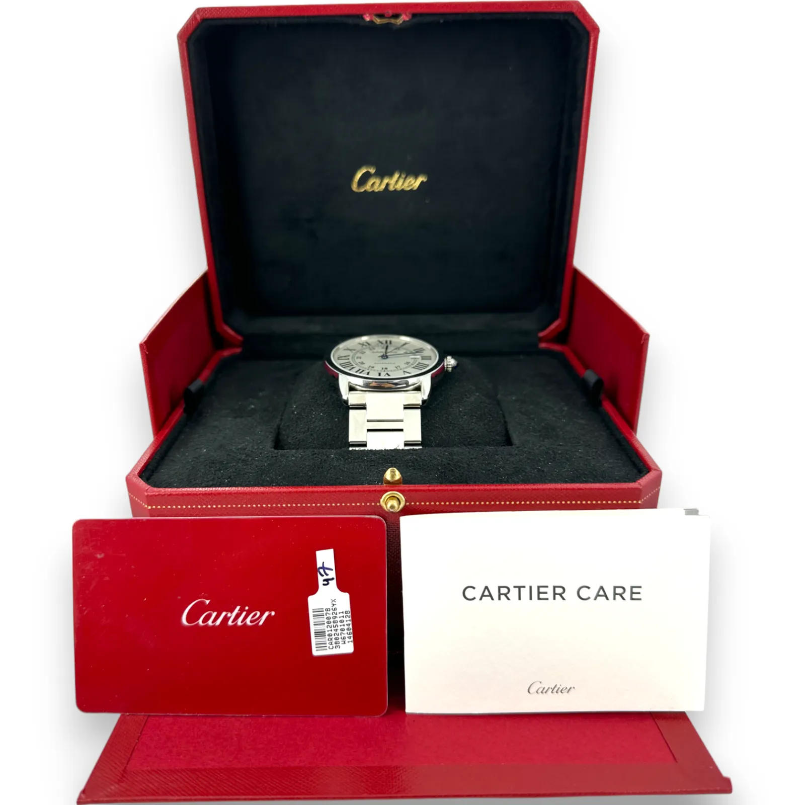 Cartier Ronde Solo XL 3802 42mm Stainless Steel White Dial Watch B&P