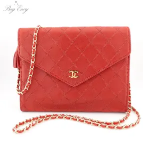 CHANEL Lambskin Wild Stitch Clutch with Chain