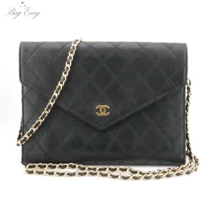 CHANEL Lambskin Wild Stitch Clutch with Chain