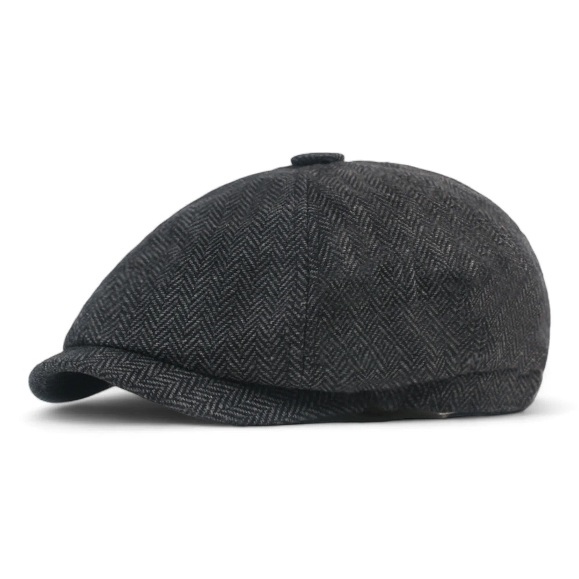 Chokore Herringbone Vintage Baker Boy Cap (Dark Gray)