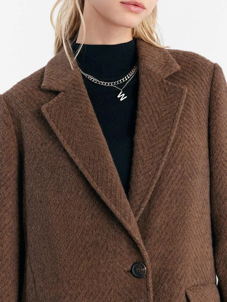 Coffee Brown Wool Slim Coat