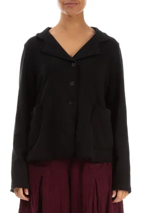 Collar Black Cotton Jacket