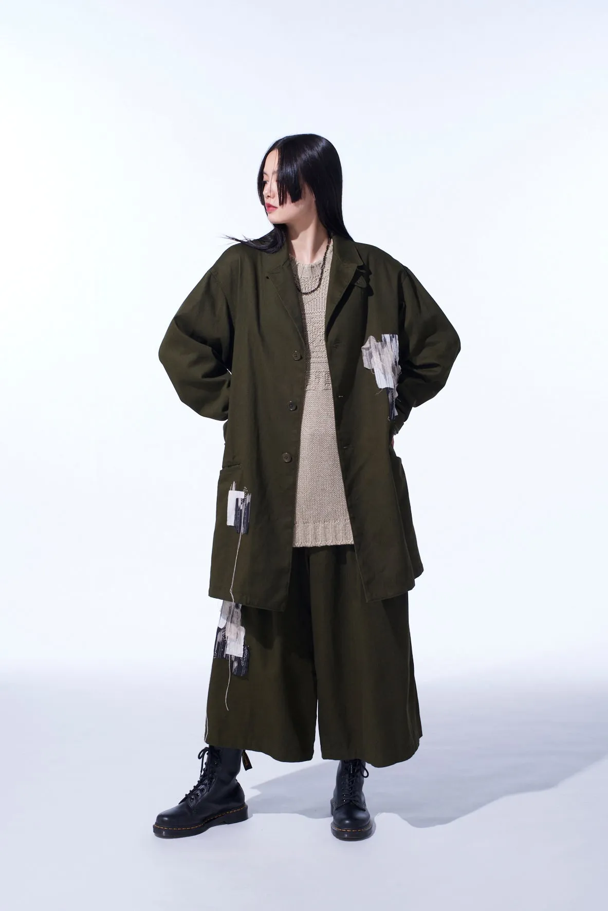 COTTON DRILL BOROAPPLIQUE LONG JACKET