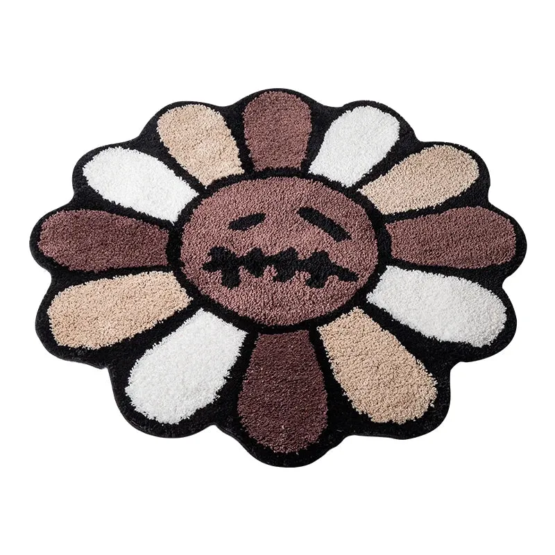 Cozy Smiling Face Flower Tufted Rug