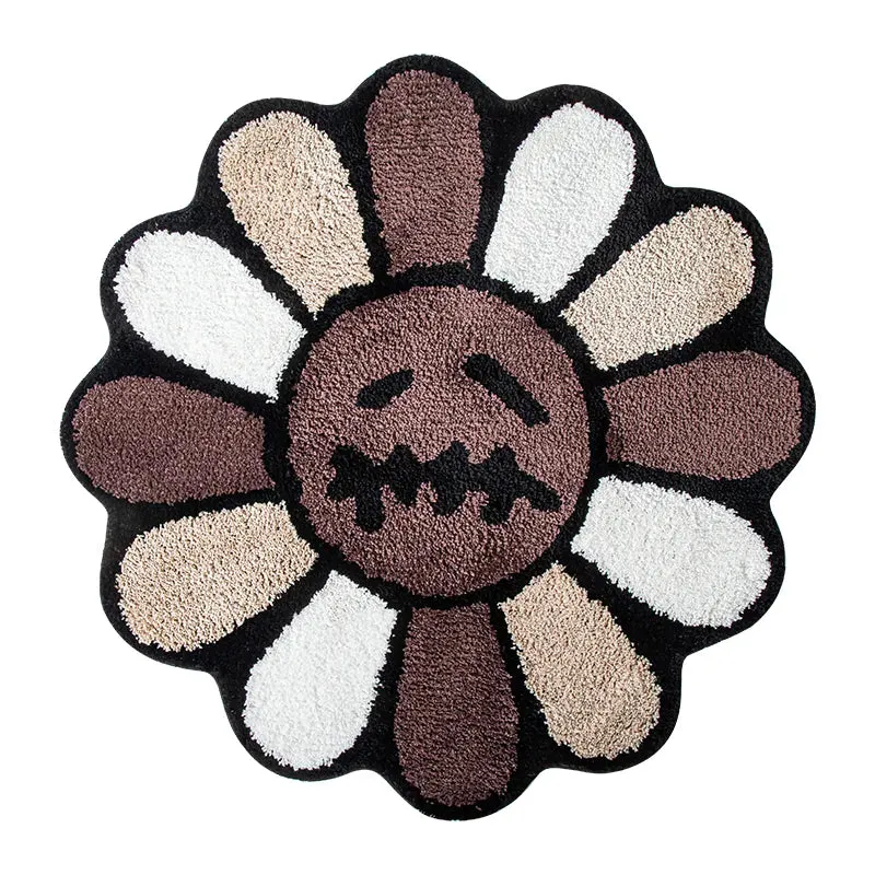 Cozy Smiling Face Flower Tufted Rug