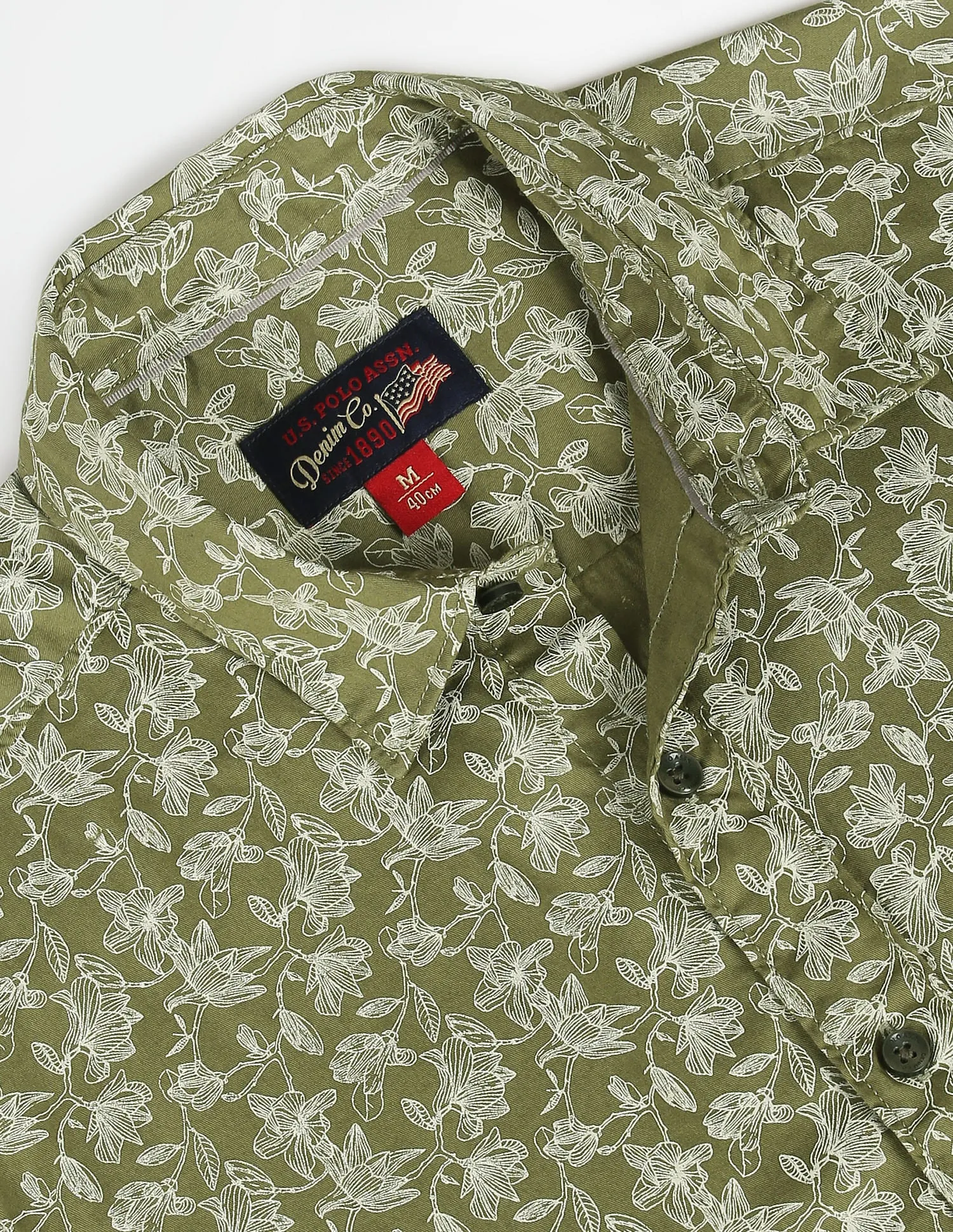 Cutaway Collar Floral Print Shirt