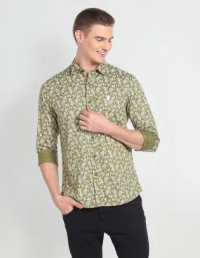 Cutaway Collar Floral Print Shirt