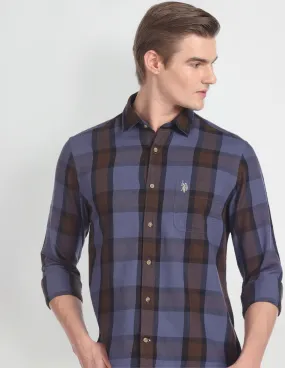 Cutaway Collar Plaid Check Shirt