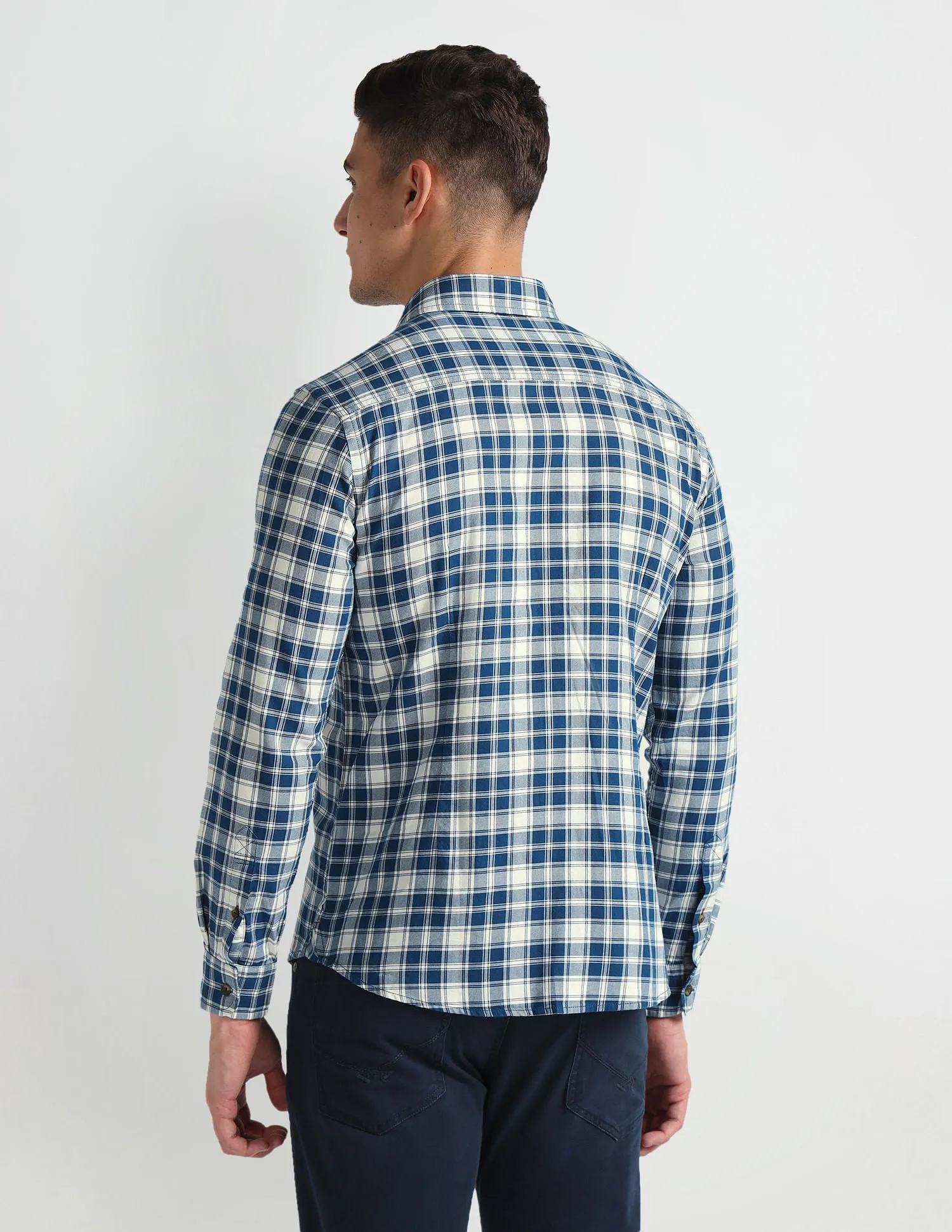 Cutaway Collar Tartan Shirt