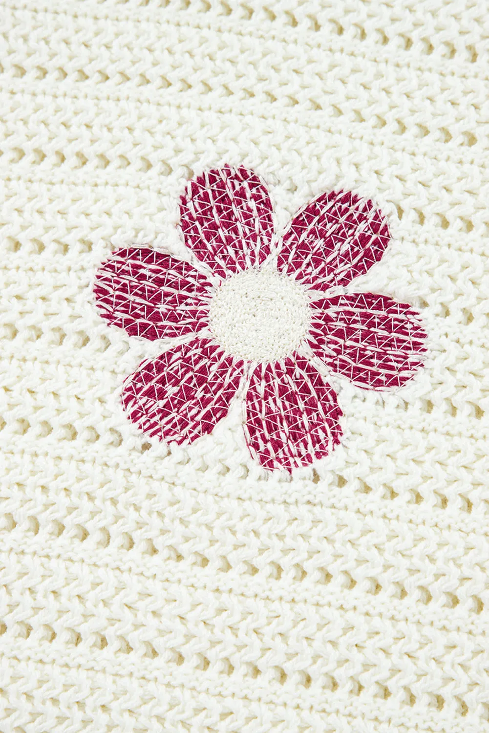 Daisy Flower Pointelle Knit Sweater