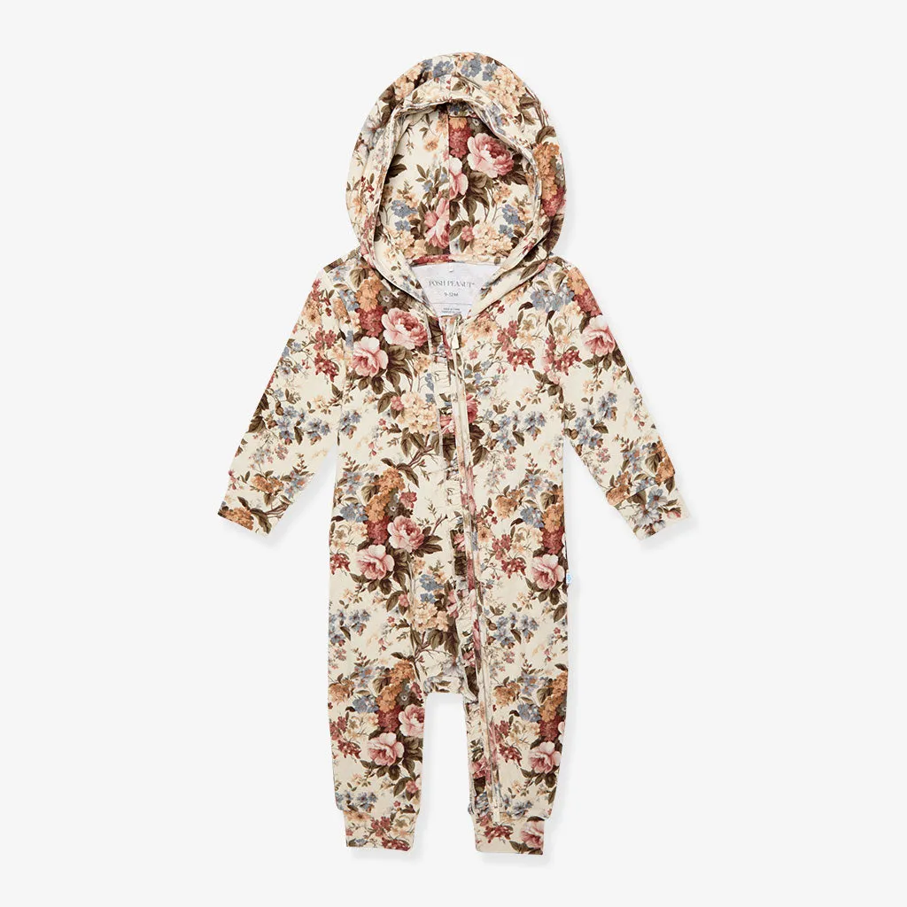 Dauphine French Terry Hooded Ruffle Romper