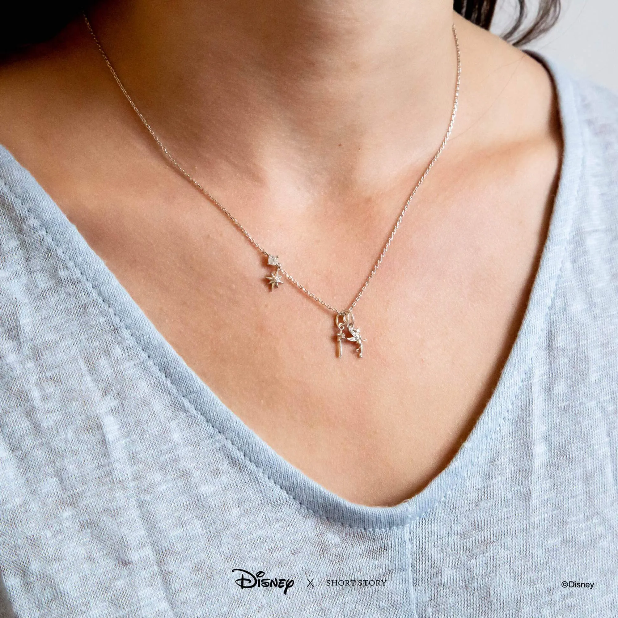 Disney Necklace Charm Diamante Tinker Bell