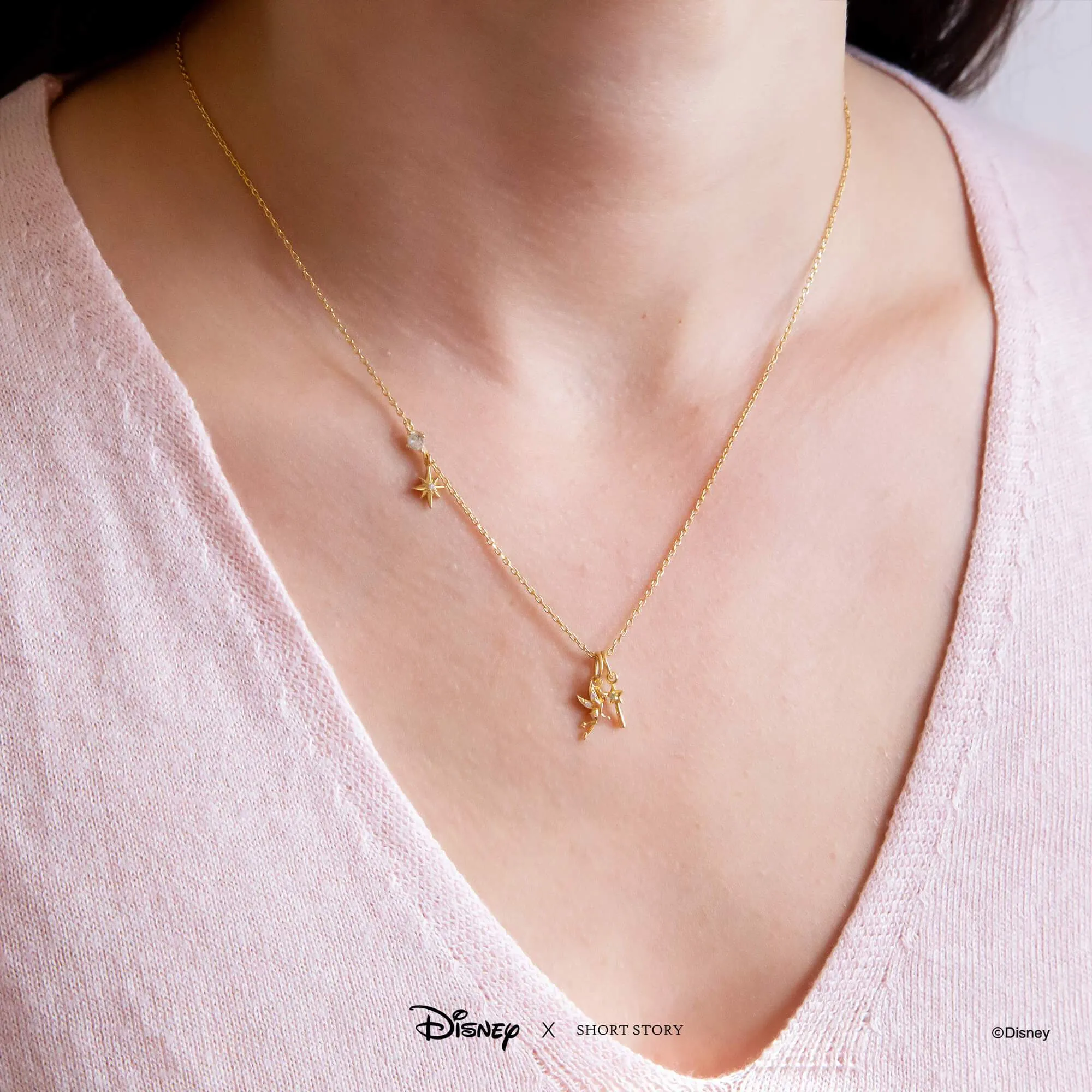 Disney Necklace Charm Diamante Tinker Bell