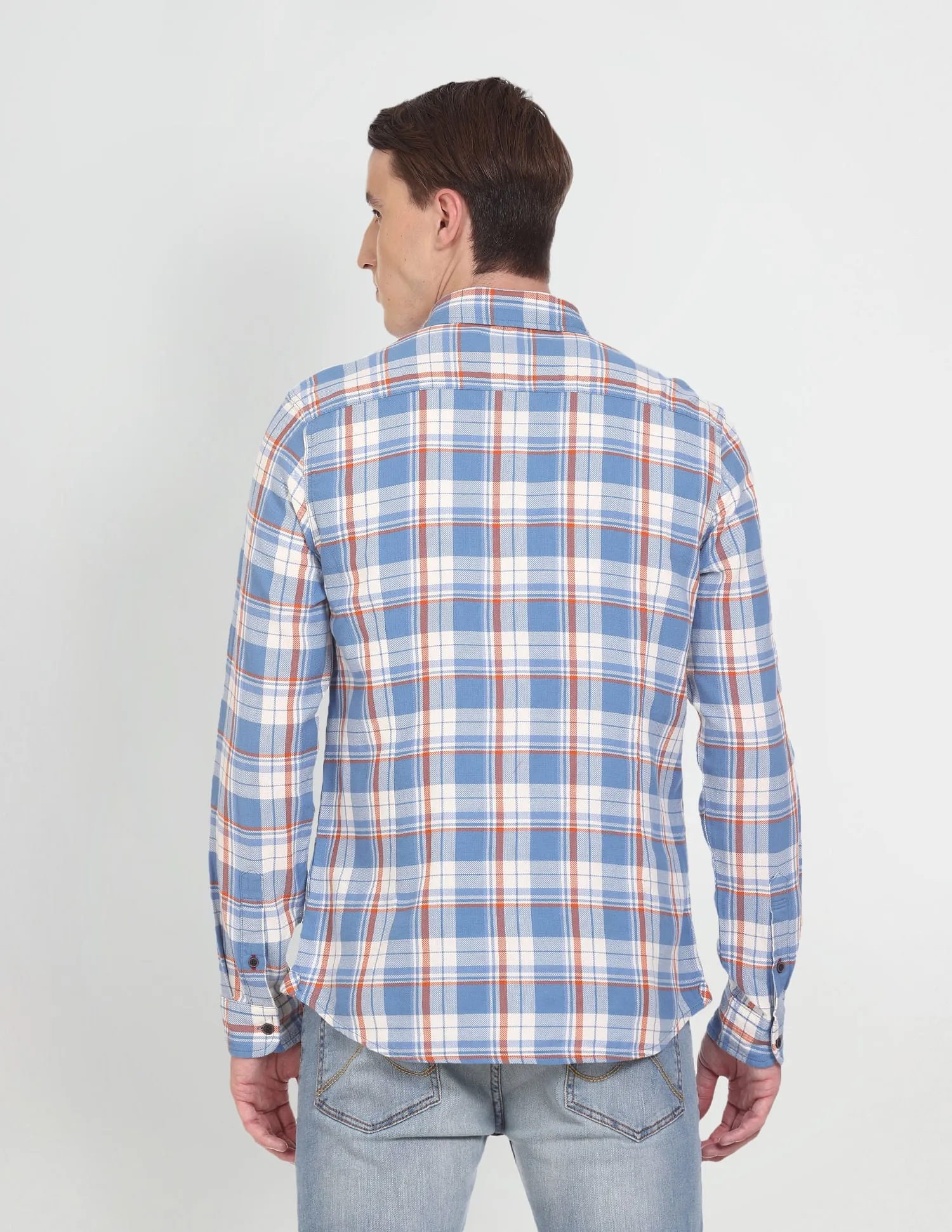 Dobby Plaid Check Casual Shirt